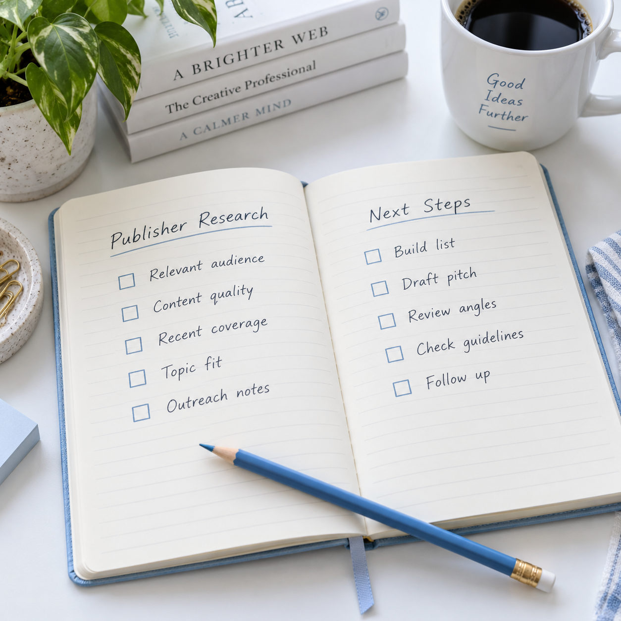 Publisher research and next steps in an open notebook
