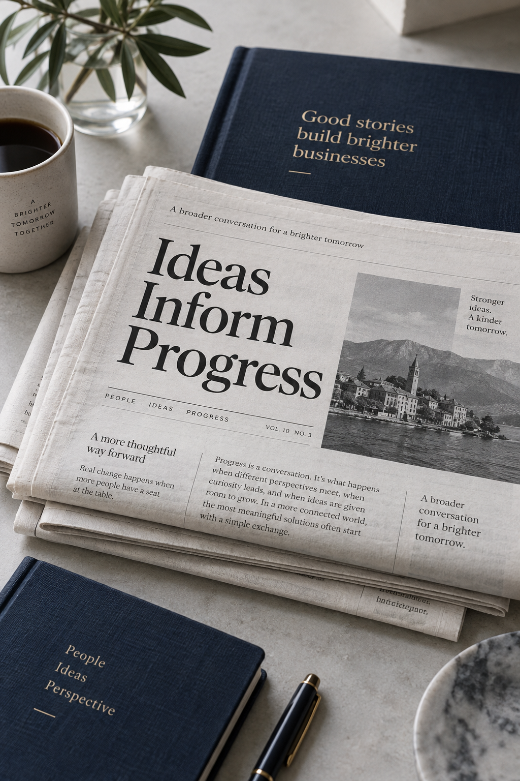 Editorial newspapers and journals with ideas that inform progress