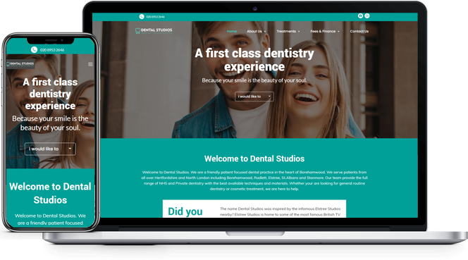 Dental Studios website design from the PageTraffic portfolio
