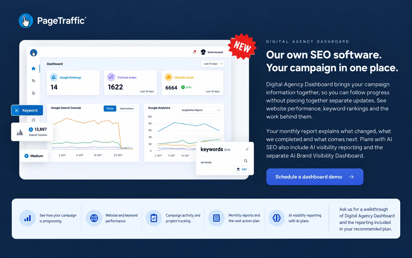 PageTraffic Digital Agency Dashboard campaign reporting interface