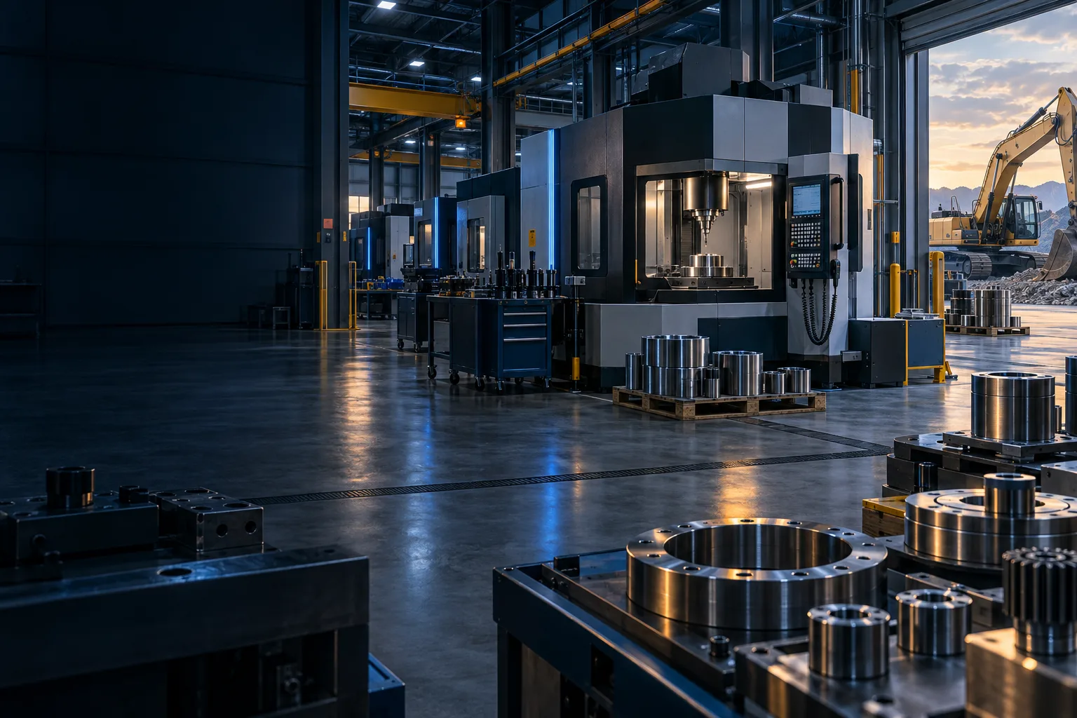 Illustration of precision equipment inside a manufacturing facility